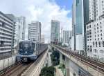 Soutbound Metrorail train approaching Brickell Station